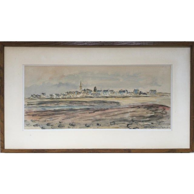 Daniel Dourouze, Arzon at Low Tide, 1921, Watercolour and Charcoal For Sale