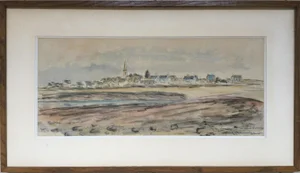 Daniel Dourouze, Arzon at Low Tide, 1921, Watercolour and Charcoal