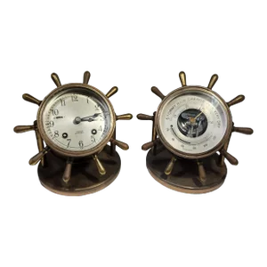 Mid 20th Century Chelsea Ship's Clock Desk Set- a Pair