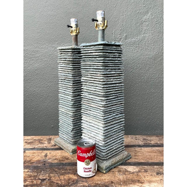 Vintage Stacked Stone Table Lamps - Pair For Sale - Image 14 of 14