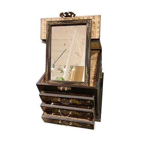 Early 21st Century Contemporary Asian 3 Drawers Black Painted Jewelry Box For Sale - Image 5 of 7