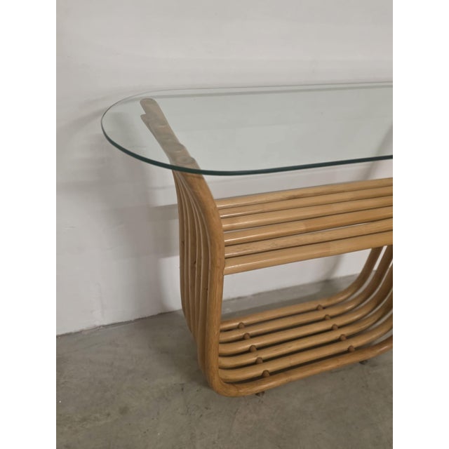 Bamboo Console Table with Mirror, 1980s, Set of 2 For Sale - Image 15 of 16