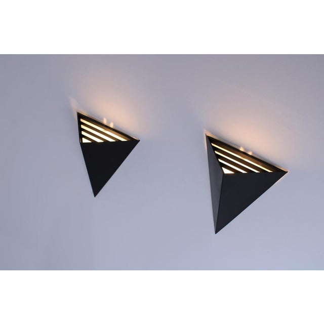Mid-Century Modern Postmodern Metal Black Kite Sconces from Massive Lighting, 1980, Set of 2 For Sale - Image 3 of 15