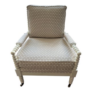 Pottery Barn Spool Chair With Schumacher Betwixt Upholstery For Sale