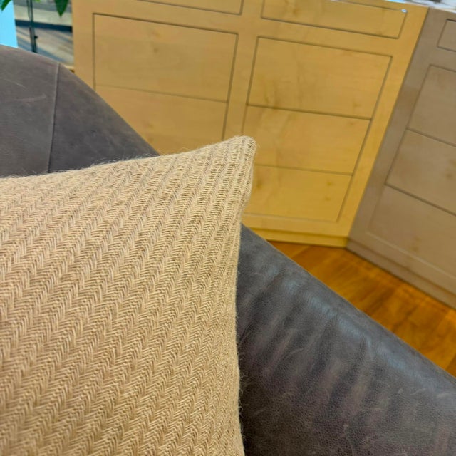 Linen Herringbone Minimalist Cushion Cover For Sale - Image 11 of 12