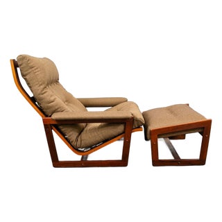 Mid Century Danish Modern Lounge Chair Lennart Bender Walnut Wood Bronze Vintage For Sale