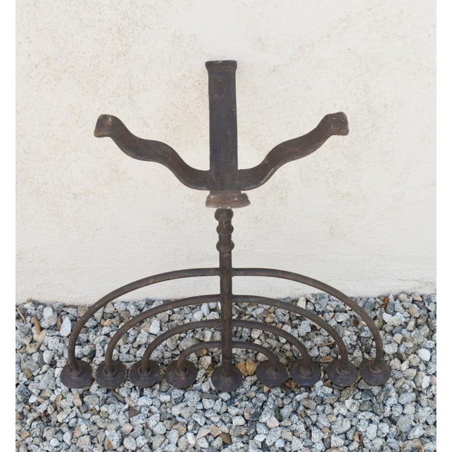 Black Vintage 1980s Candelabra 9 Cups Custom Made Wrought Iron 24'' Height X 24'' Width X 14'' Base For Sale - Image 8 of 10