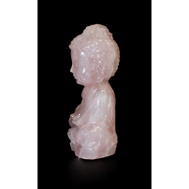 Natural Rose Quartz Baby Buddha Statue Hand Carved For Sale - Image 10 of 16