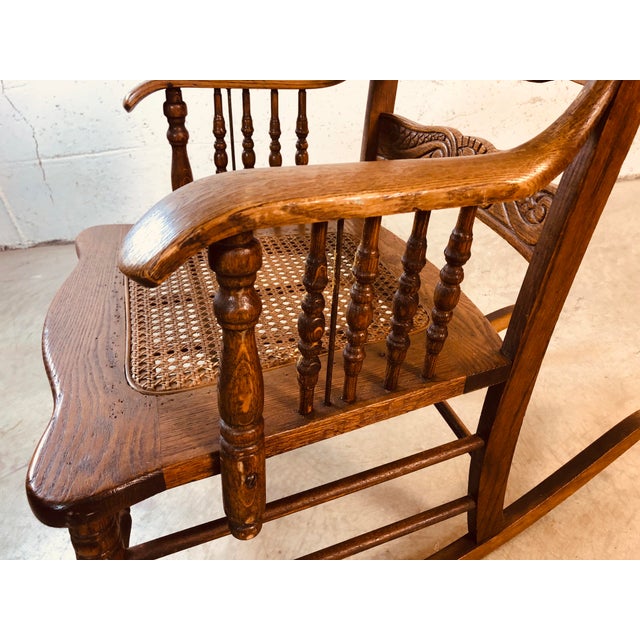 QuarterSawn Oak Hand Carved Rocking Chair Chairish