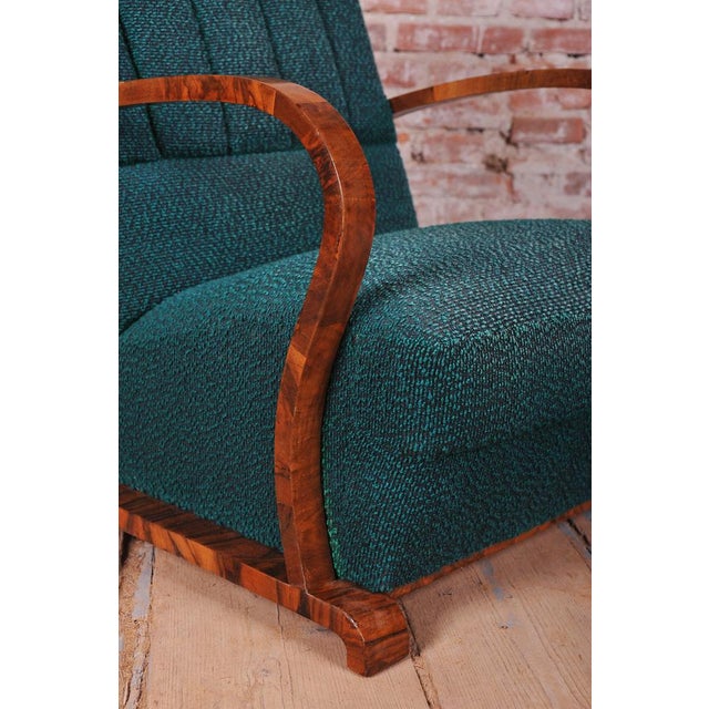 Art Deco Armchair in Walnut and Fabric, Czech, 1920s For Sale - Image 4 of 10