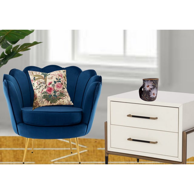 Ceramic Mid-Century Vallauris Black White Floral Blossoms Terracotta Mugs- A Pair For Sale - Image 7 of 18