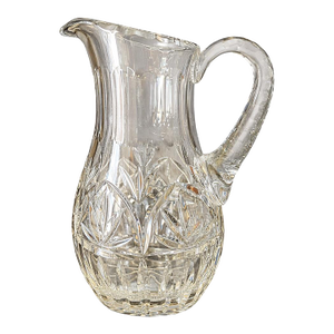 Antique American Brilliant Cut Crystal Pitcher Hobstar Pattern