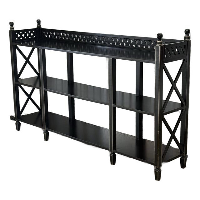 Ardley Hall Regency Style Tiered Black Console / Sofa Table For Sale