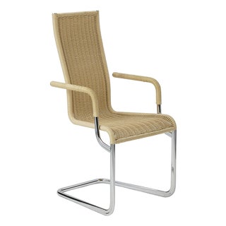 1970s Rattan and Metal Armchair For Sale