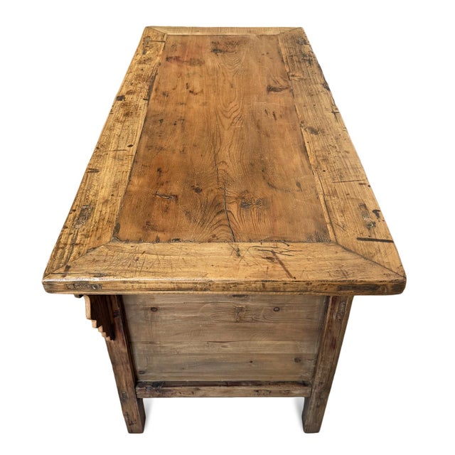 Wood Antique Village 3-Drawer Wing Cabinet For Sale - Image 7 of 9