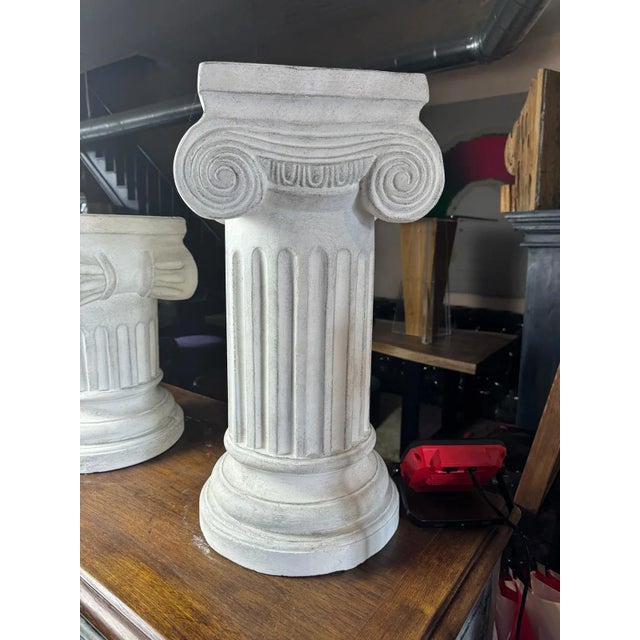 White Ionic Column Pedestal – Greek Style Display Stand For Sale - Image 4 of 11