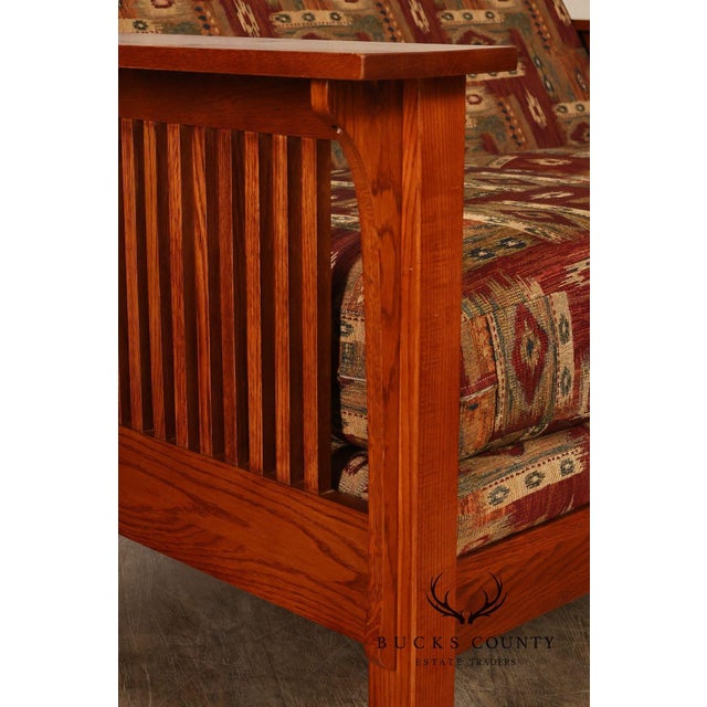 Bassett Furniture Mission Style Oak Spindle Settee For Sale - Image 17 of 17