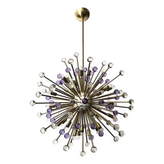 21st Century Italian Burst Clear and Lilac Murano Glass Sphere Sputnik by Fabio LTD For Sale