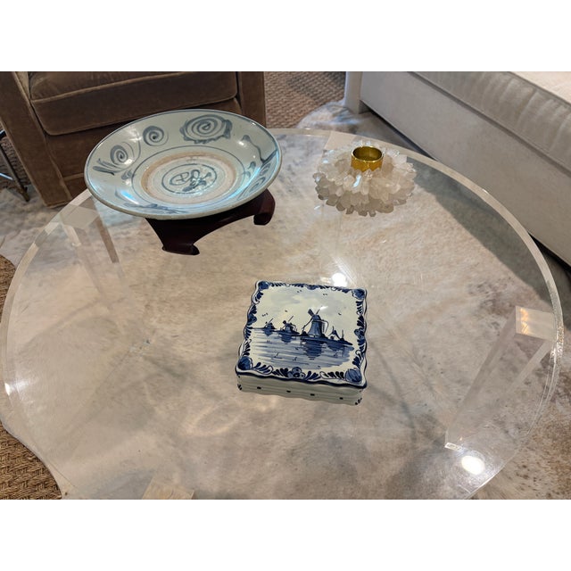 Vintage Delft Blue Holland Hand-Painted Windmill Lidded Trinket Box For Sale In Little Rock - Image 6 of 12