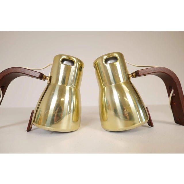 Swedish Brass and Stained Wood Wall Lamps by Hans-Agne Jakobsson, 1970s, Set of 2 For Sale - Image 6 of 18