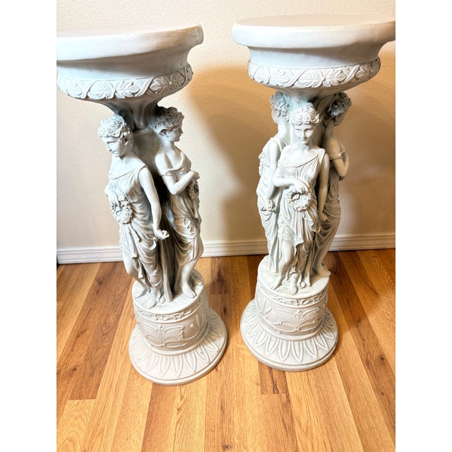 1970s Three Grecian Graces Pedestals, Columns-a Pair For Sale - Image 4 of 4