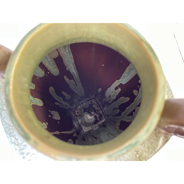 Ceramic Monumental Ceramic Amphora Vase With Textured Dynamic Turquoise Glaze For Sale - Image 7 of 12