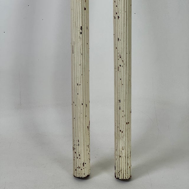 American Pair of Slender Antique Architectural Salvage Cylindrical Fluted & White Painted Wood Columns For Sale - Image 3 of 8