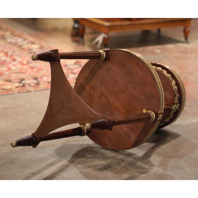 Brown 19th Century French Louis XVI Mahogany and Bronze Two-Tier Bouillotte Table For Sale - Image 8 of 9