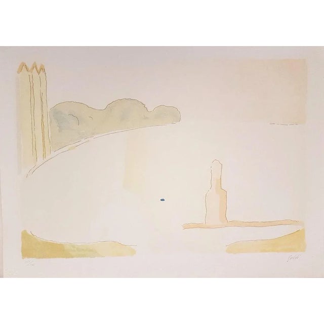 Image dimensions: 41 x 62 cm. Interesting colored litograph, representing a landscape of the Sicilian town of Scicli....