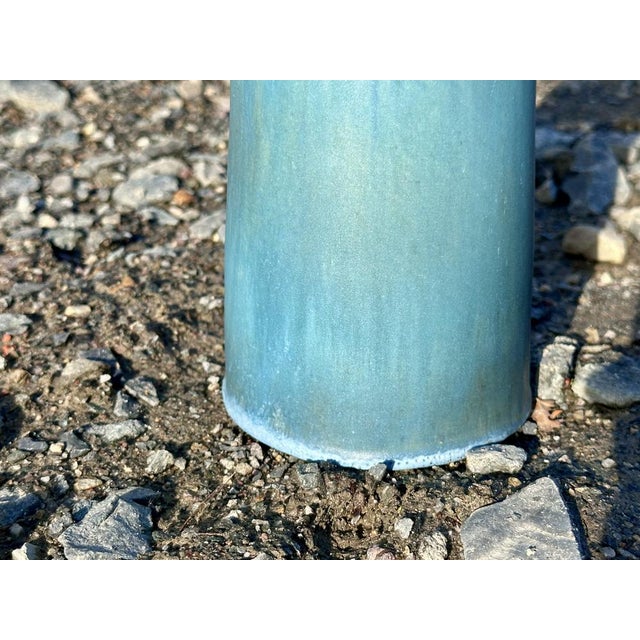Studio Ceramic Vase with Anthracite-Turquoise Gradient Glaze from Lu and Gerd Grove, Germany, 1960s For Sale - Image 11 of 18