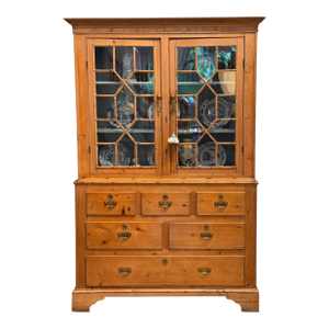 19th Century English One Piece Pine Breakfront