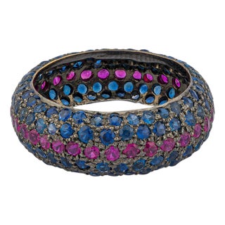 Natural Multi Sapphire Ring with 1.57 Cts in 18k Gold For Sale