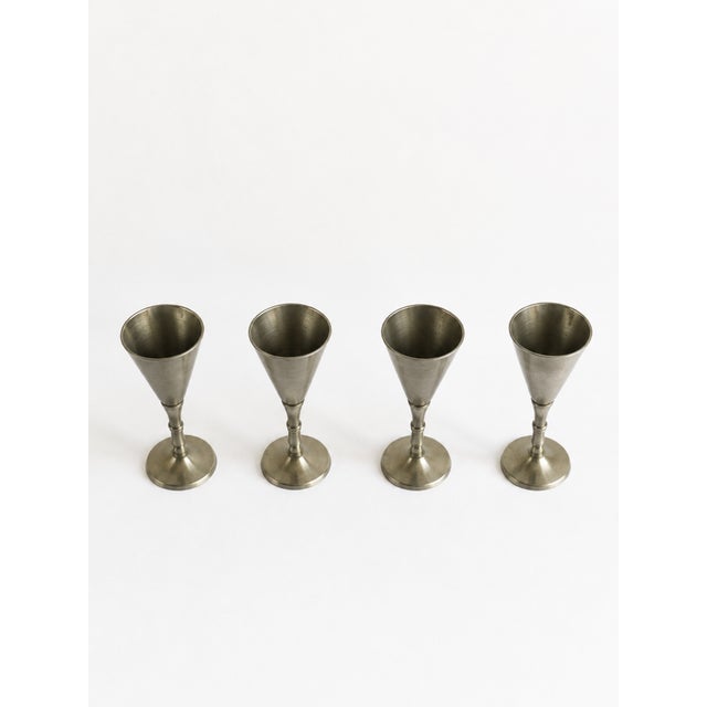 1930s Art Deco Pewter Liquor Goblets by Just Andersen with Monogram KL, 1930s, Set of 4 For Sale - Image 5 of 8