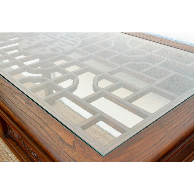 Vintage Carved Chinese Glass Top Center Table For Sale In Los Angeles - Image 6 of 18