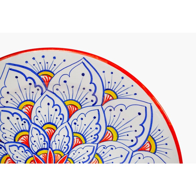 Deruta Intreccio Red 4-Piece Place Setting | Hand-Painted Italian Dinnerware From Deruta For Sale - Image 4 of 12