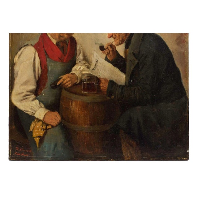 Genre Painting of Men Conversing by Hedwig Oehring (German, 1855-1907) For Sale - Image 4 of 12
