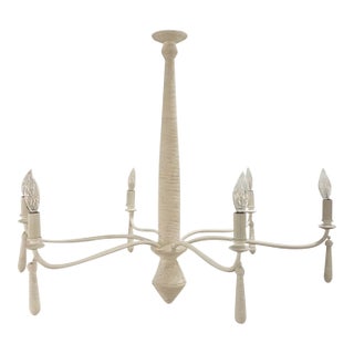 Currey & Company Modern White Twine Donnybrook Chandelier For Sale