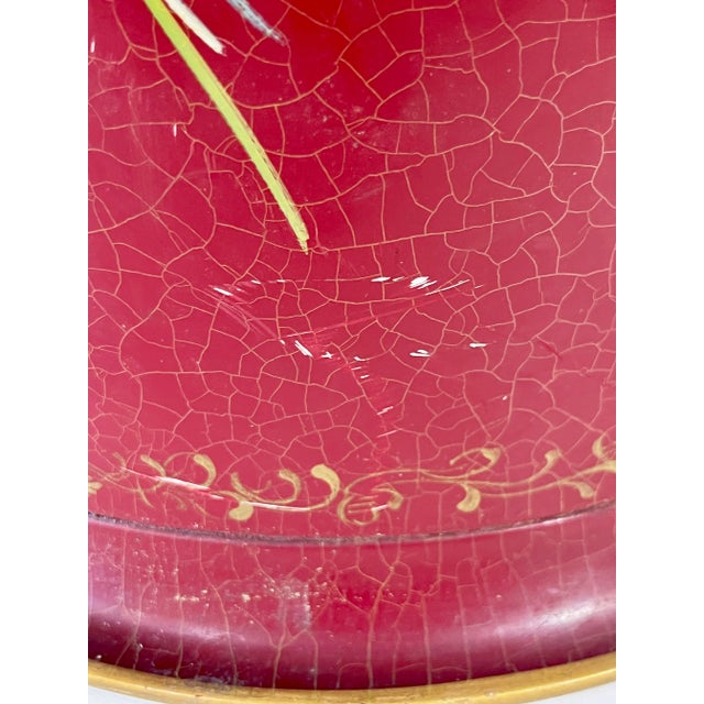 Vintage French Provincial Red Tole Floral Hand-Painted Umbrella or Walking Stick Stand For Sale - Image 10 of 12