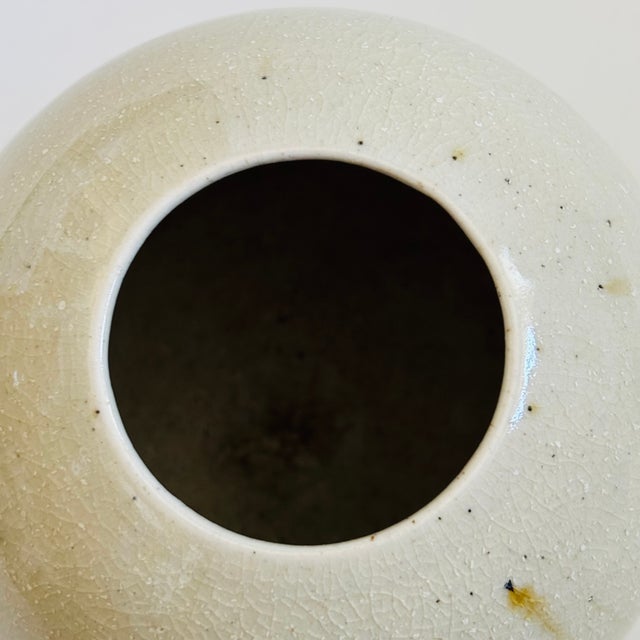 Cream Vintage 1959 Studio Pottery Sphere Vase For Sale - Image 8 of 11