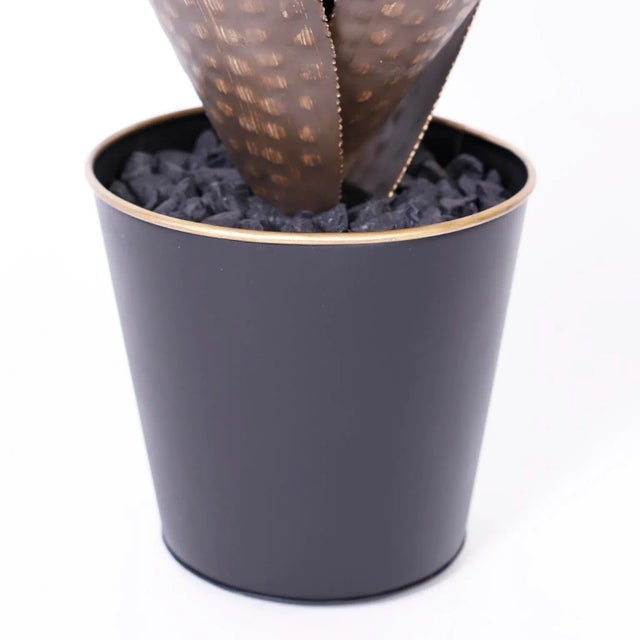 Late 20th Century Faux Agave Plants in Metal Planters - a Pair For Sale In West Palm - Image 6 of 7