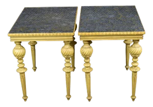 Vintage French Louis XVI Gold Side Tables - a Pair