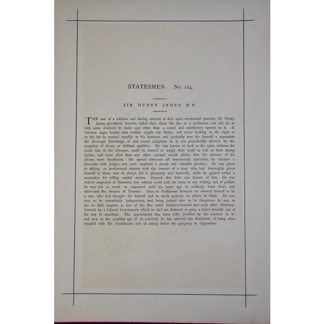 Sir Henry James, Statesman: 19th C. Vanity Fair Caricature by Pellegrini (Ape), 1874 For Sale In San Francisco - Image 6 of 6