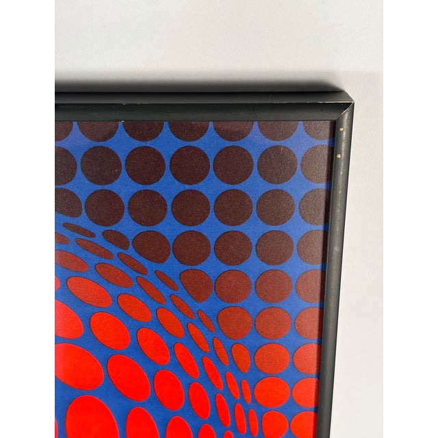 Beautiful vintage screen print on card stock, in excellent condition. From Vasarely’s “Vega” series. Piece is behind glass...