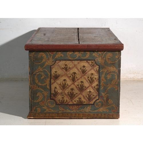 Antique Marriage Chest in Painted Pine, Central Europe, 1775 For Sale - Image 15 of 18