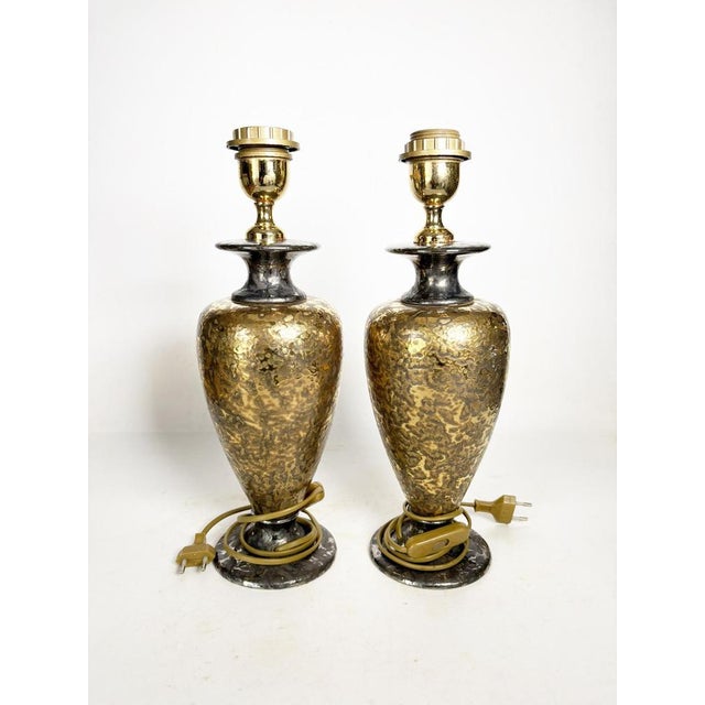 Hollywood Regency Gilded Metal Lamps, France, 1980, Set of 2 For Sale - Image 3 of 17
