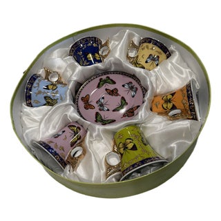 Classic Coffee &Tea Butterfly Porcelain Set 6 pcs with original box For Sale
