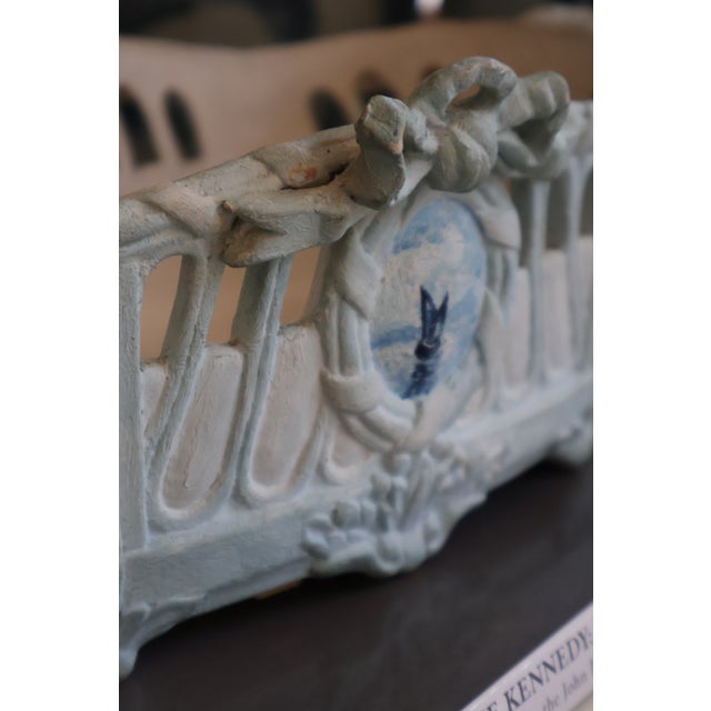 Antique 1800's French Toul-Bellevue j.a. Blue & Ivory Pierced Faience Centerpiece Basket For Sale - Image 9 of 18