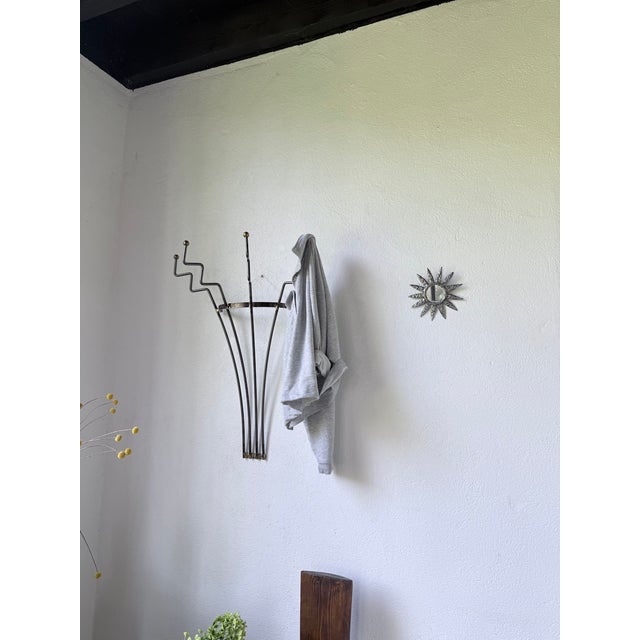 Zigzag Wall-Mounted Coat Rack in Metal and Brass, 1960s For Sale - Image 6 of 18