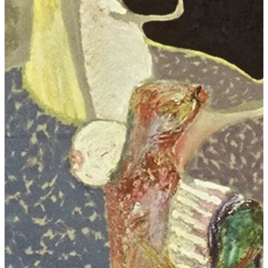 "Beauty and the Beast", 1995. Contemporary, Abstract, Figurative Oil Painting on Linen by Joe Ginsberg. Black With Accents of Brown, Blue and Yellow. For Sale - Image 4 of 6