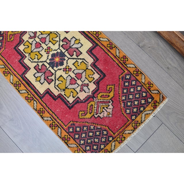 Tribal Red Geometric Unique Rug For Sale - Image 3 of 6